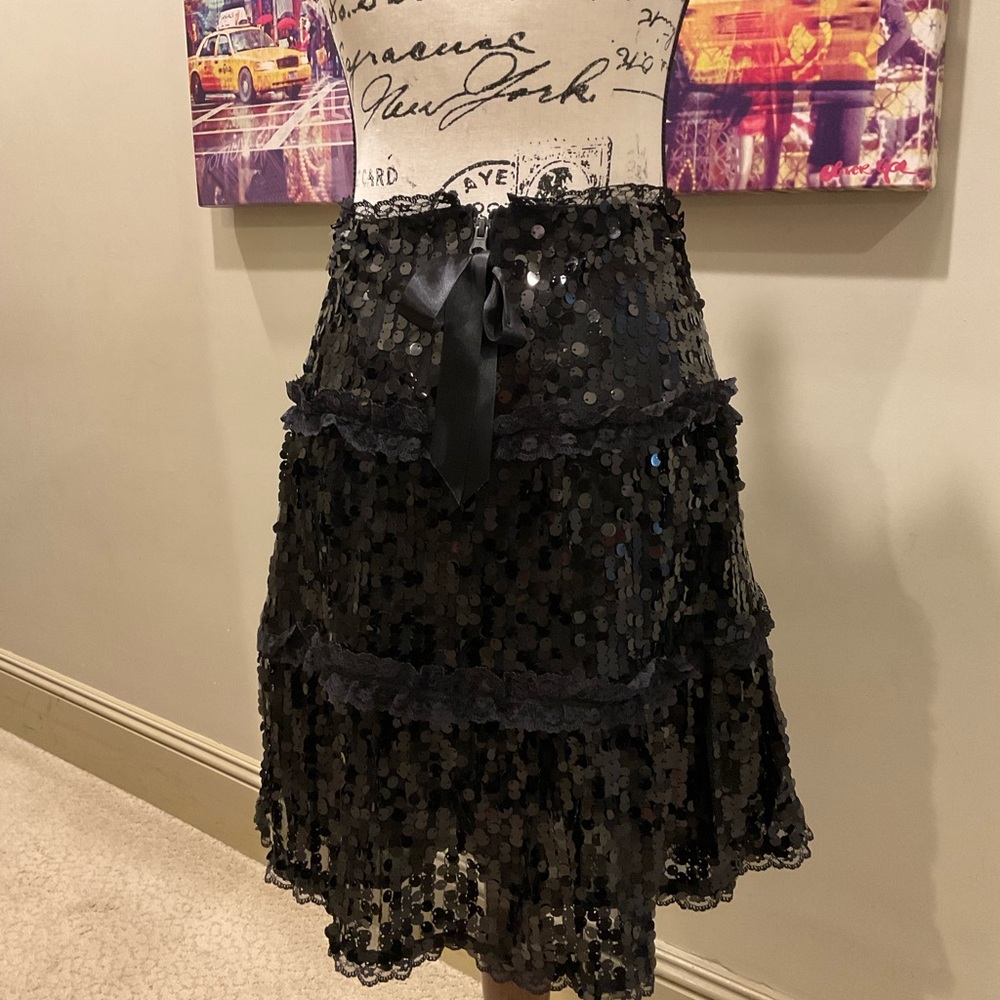 Valentino Black Sequin Skirt